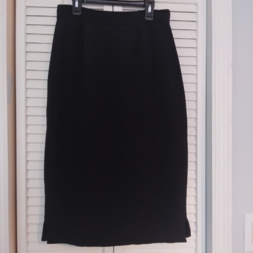 VINTAGE GEMMA KAHNG‎ Black Pencil Midi Skirt
